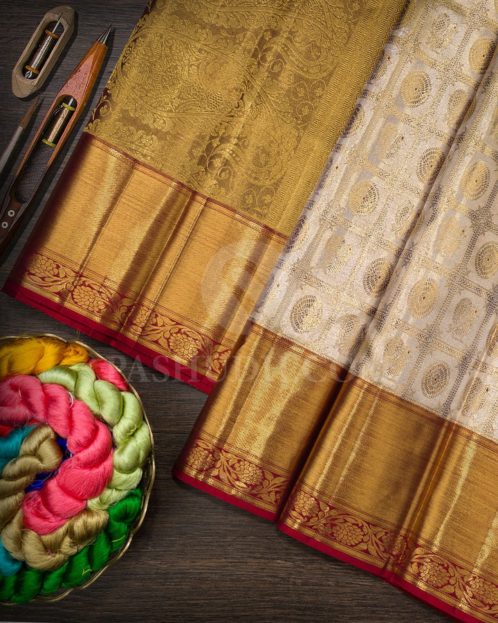 Gold And Silver Tissue Bridal Kanjivaram Silk Saree-SP443