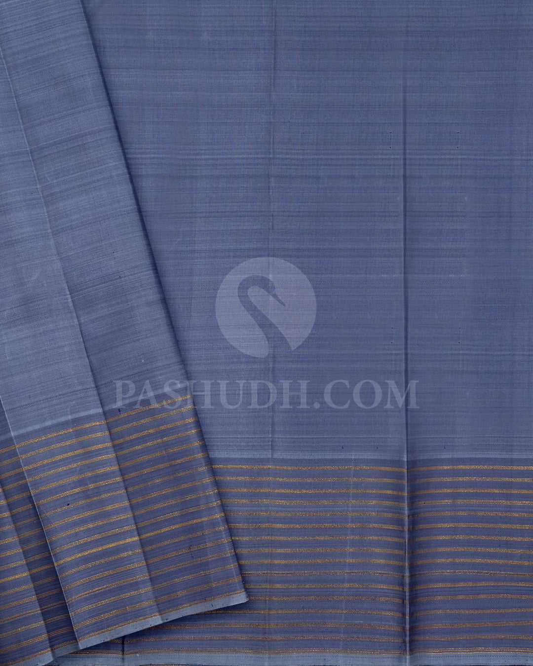 Navy Blue With Dual Shaded Ice Blue Traditional Kanjivaram Silk Saree-SVJ98