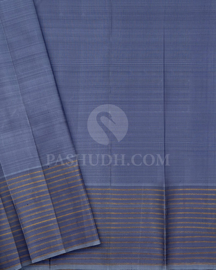 Navy Blue With Dual Shaded Ice Blue Traditional Kanjivaram Silk Saree-SVJ98