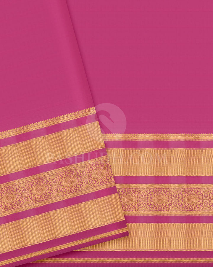 Sky Blue Checked Pattu Paavadai Set With Light Pink Border-PA22
