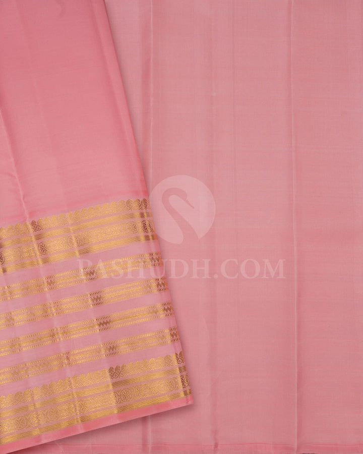 Dual Shaded Purple Pattu Paavadai Set With Peachy Pink Border-PA18