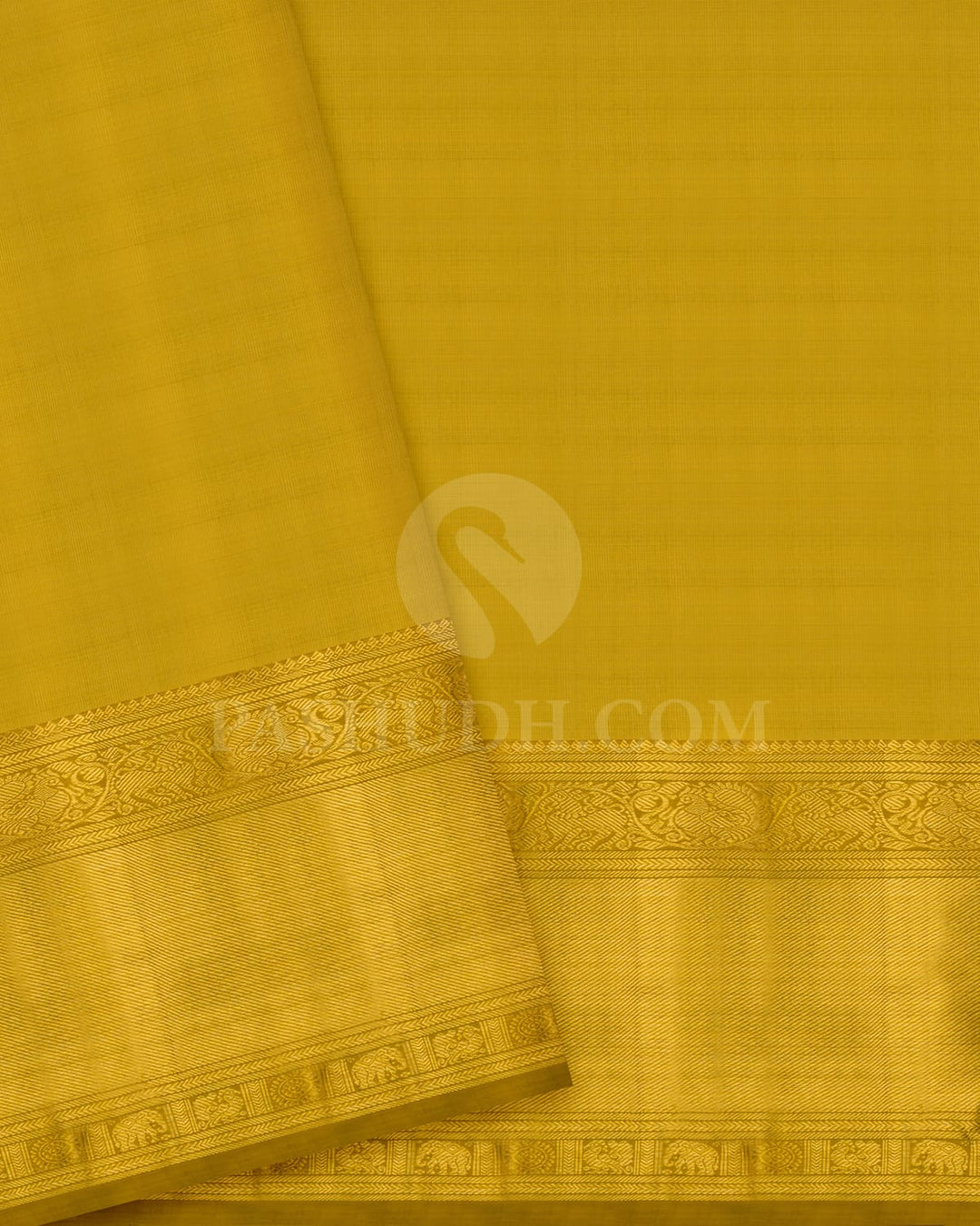 Gold & Silver Tissue Pattu Paavadai Set With Golden Mustard Border-PA20