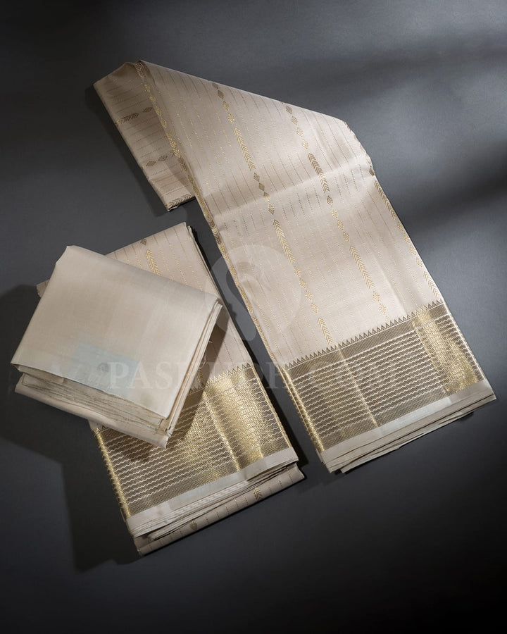 Pearl Pure Silk Dhothi Angavastram With Shirt-V54