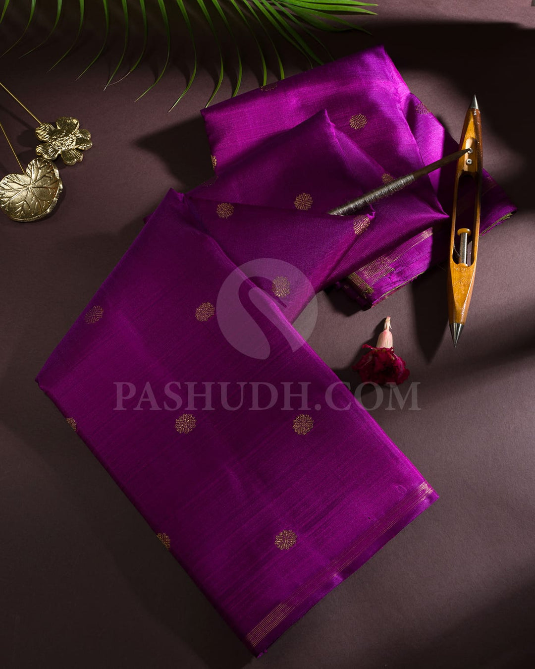 Dual Shaded Purple Pure Zari Kanjivaram Silk Saree-SP449