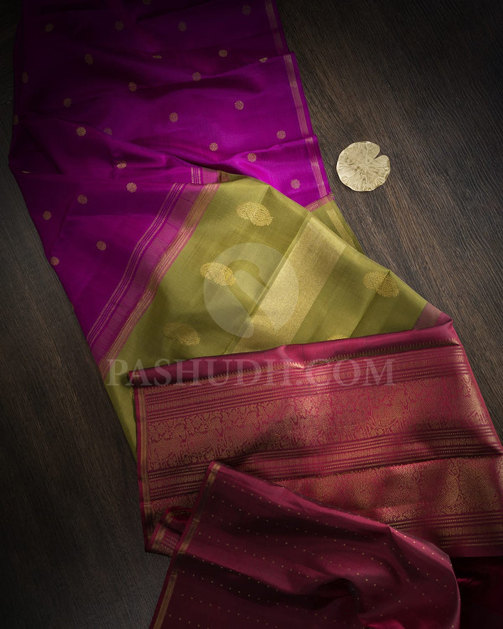 Dual Shaded Purple Pure Zari Kanjivaram Silk Saree-SP449