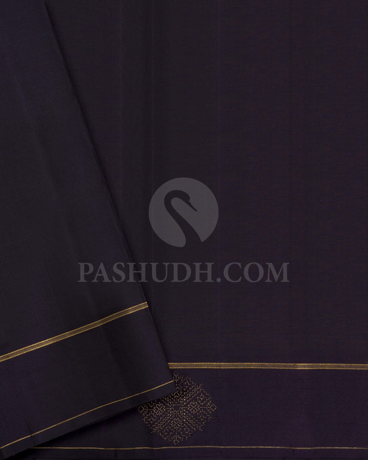 Royal Purple With Dark Aubergine Pure Zari Kanjivaram Silk Saree-SP441