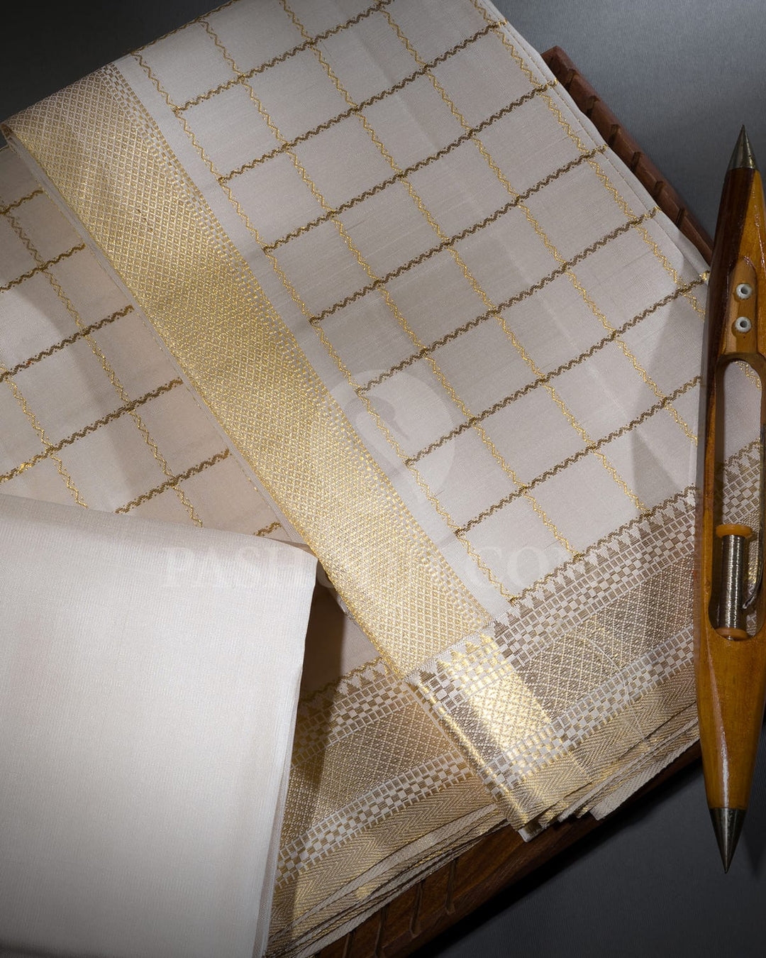 Cream Pure Silk Dhothi Angavastram With Shirt-V48