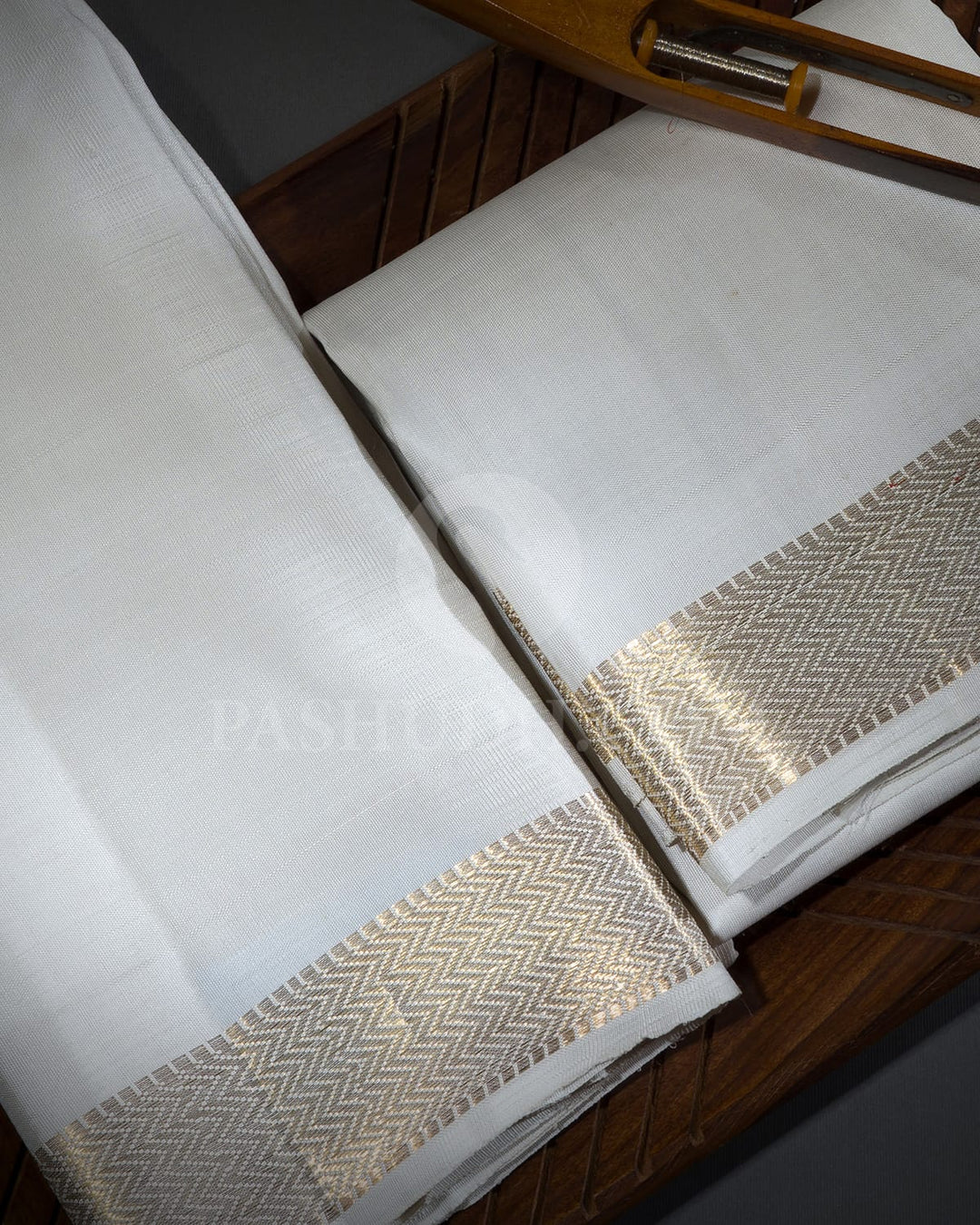 Cream Pure Silk Dhothi With Angavastram-V61