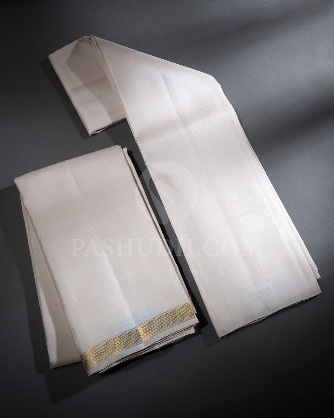 Cream Pure Silk Dhothi With Shirt-V56