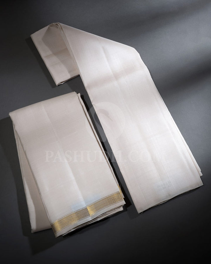 Cream Pure Silk Dhothi With Shirt-V56