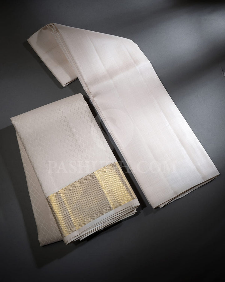 Cream Pure Silk Dhothi With Shirt-V45
