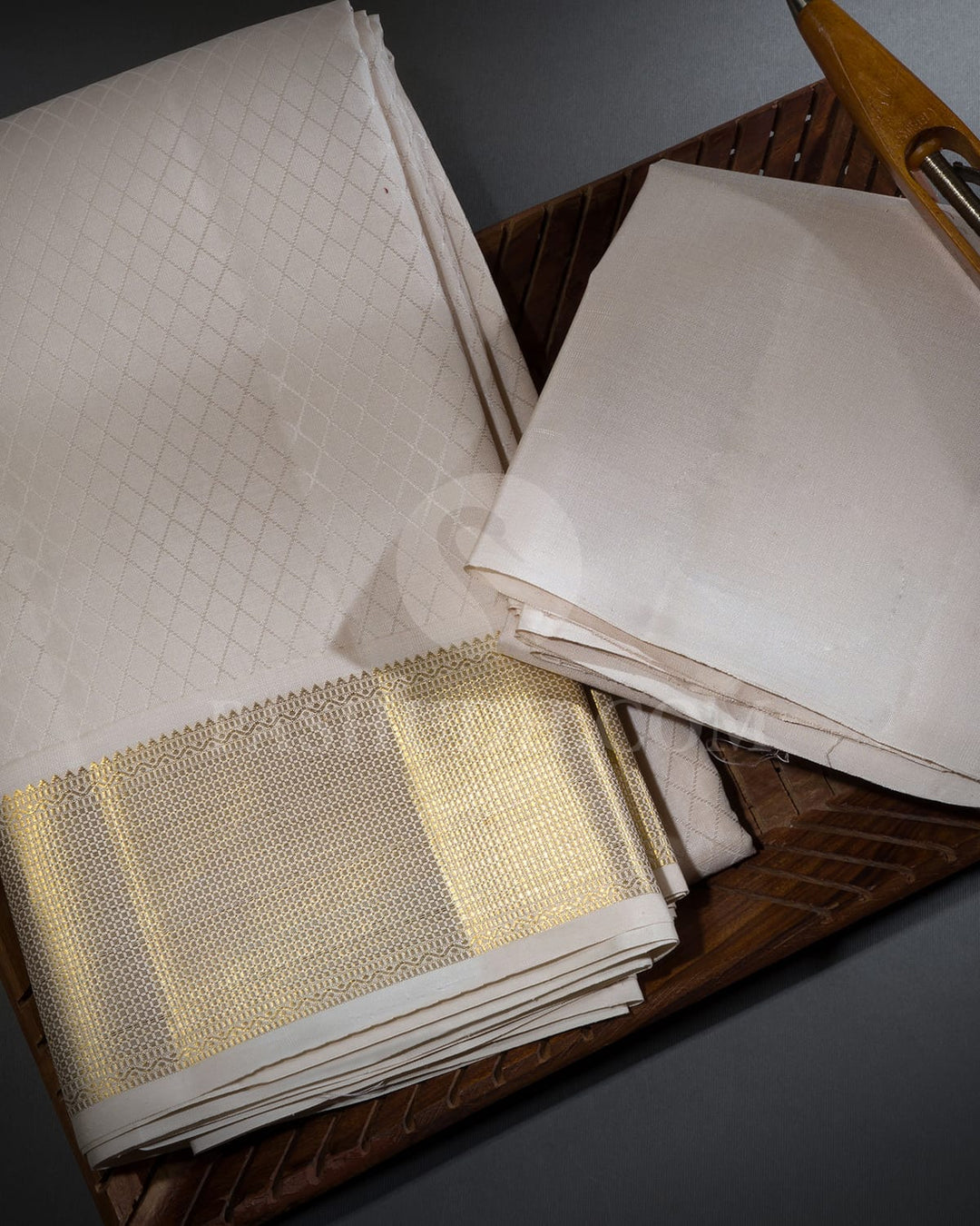 Cream Pure Silk Dhothi With Shirt-V45