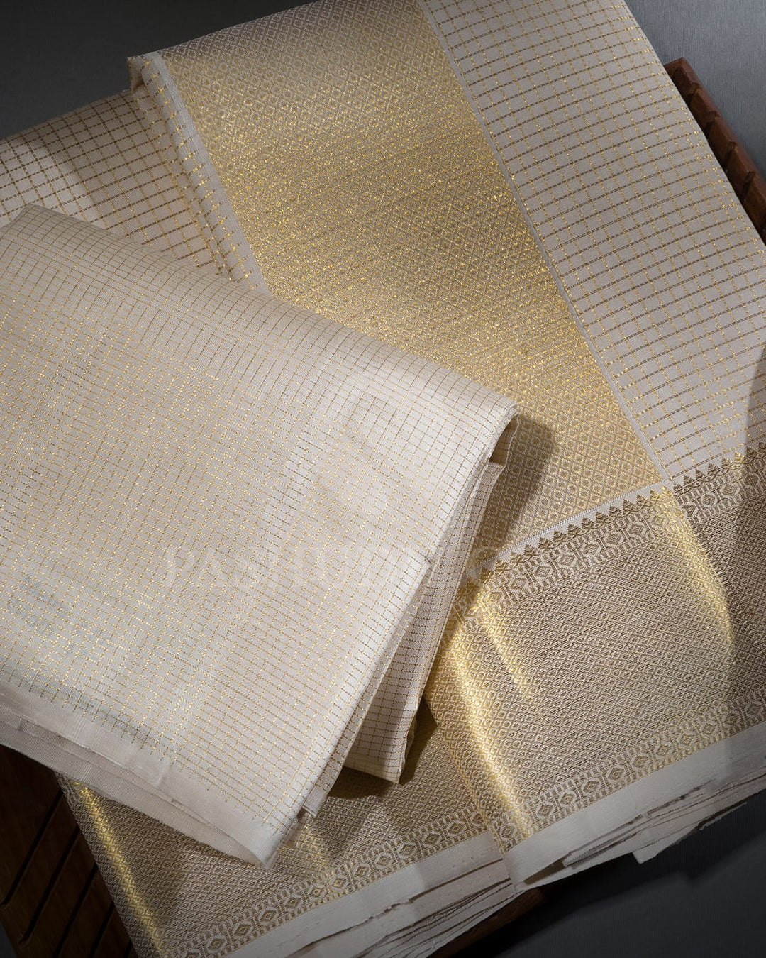Half White Pure Silk Dhothi Angavastram With Shirt-V49