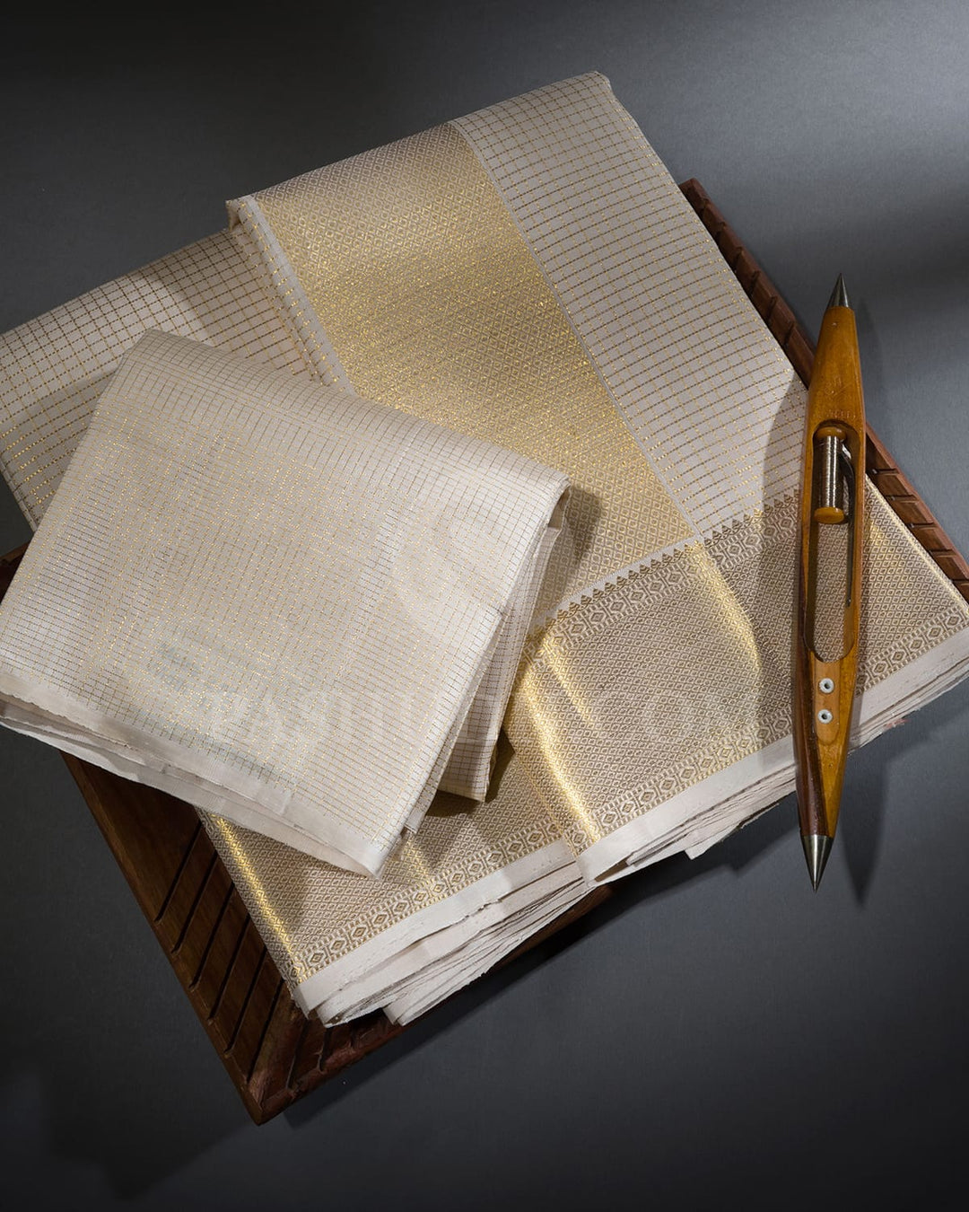Half White Pure Silk Dhothi Angavastram With Shirt-V49
