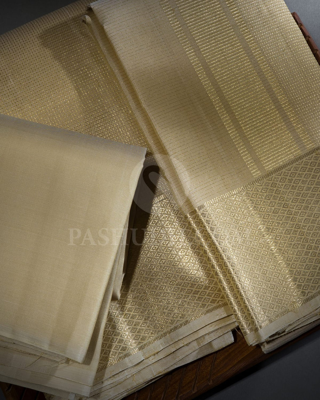 Beige Pure Silk Dhothi Angavastram With Shirt-V51