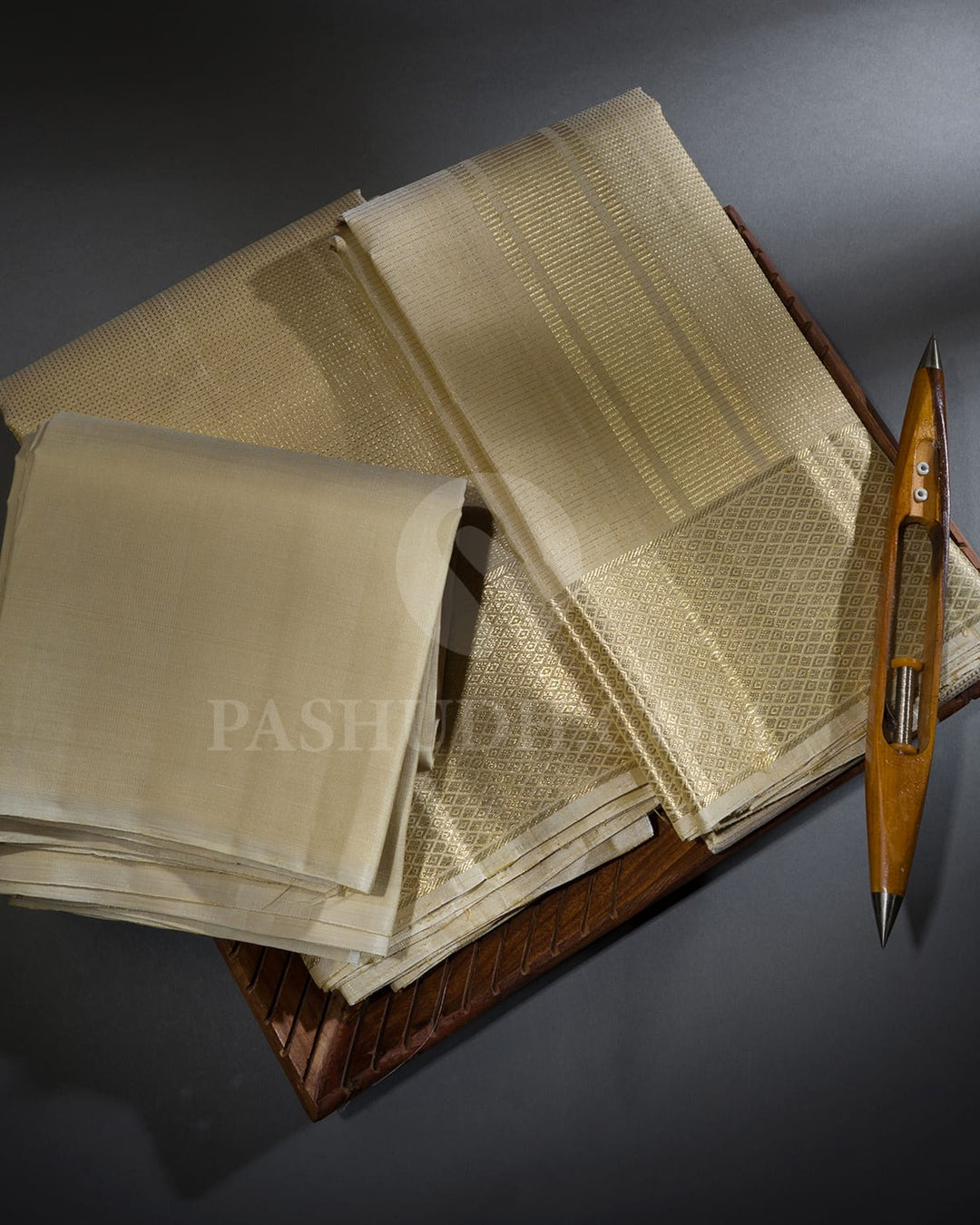 Beige Pure Silk Dhothi Angavastram With Shirt-V51