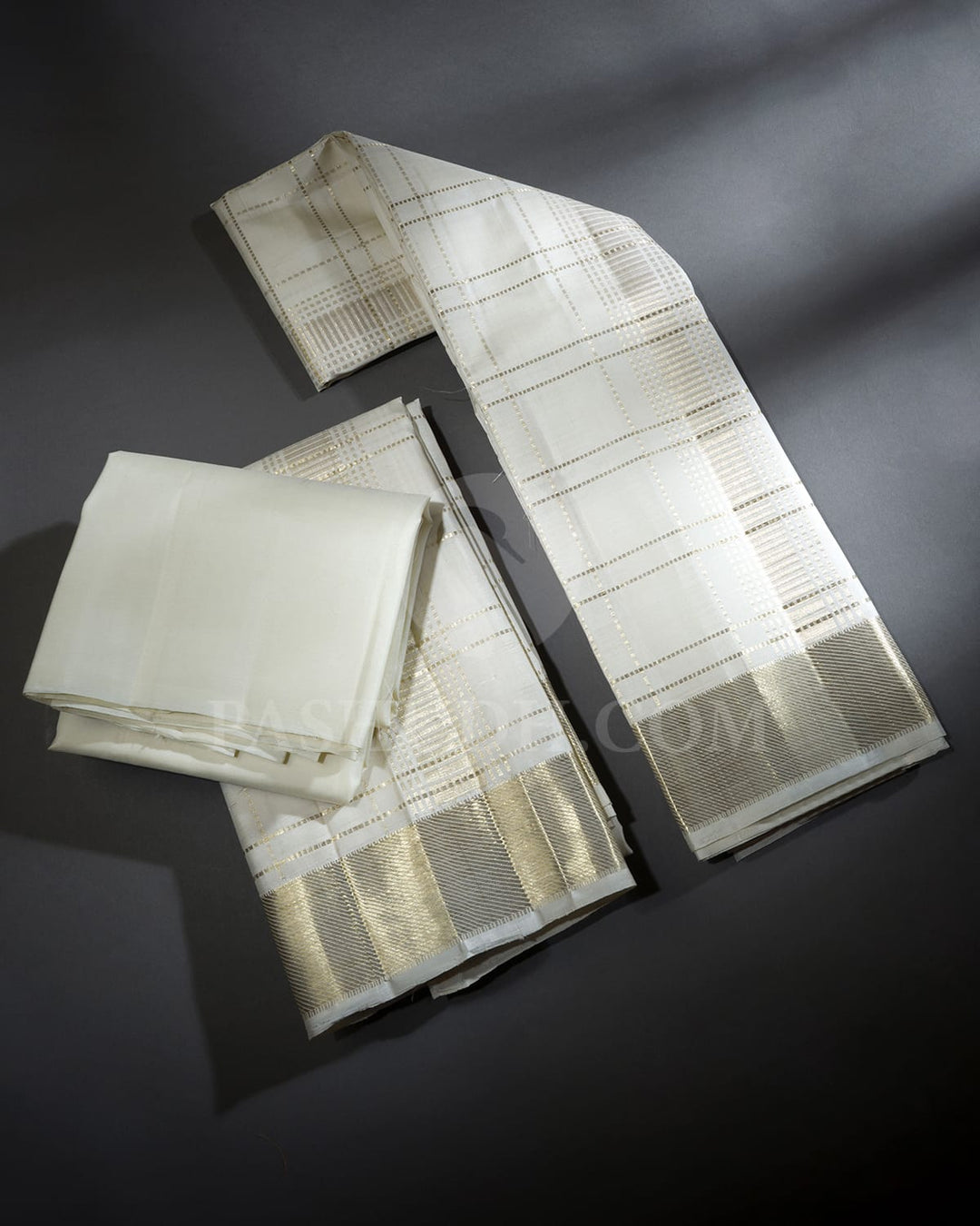 Half White Pure Dhothi Angavastram With Shirt-V53