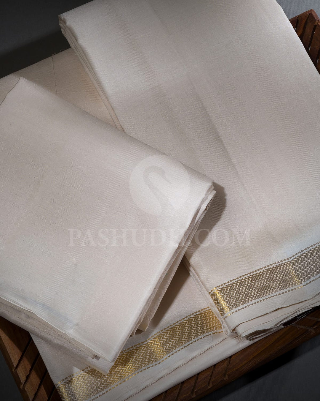 Cream Pure Silk Dhothi Angavastram With Shirt-V52