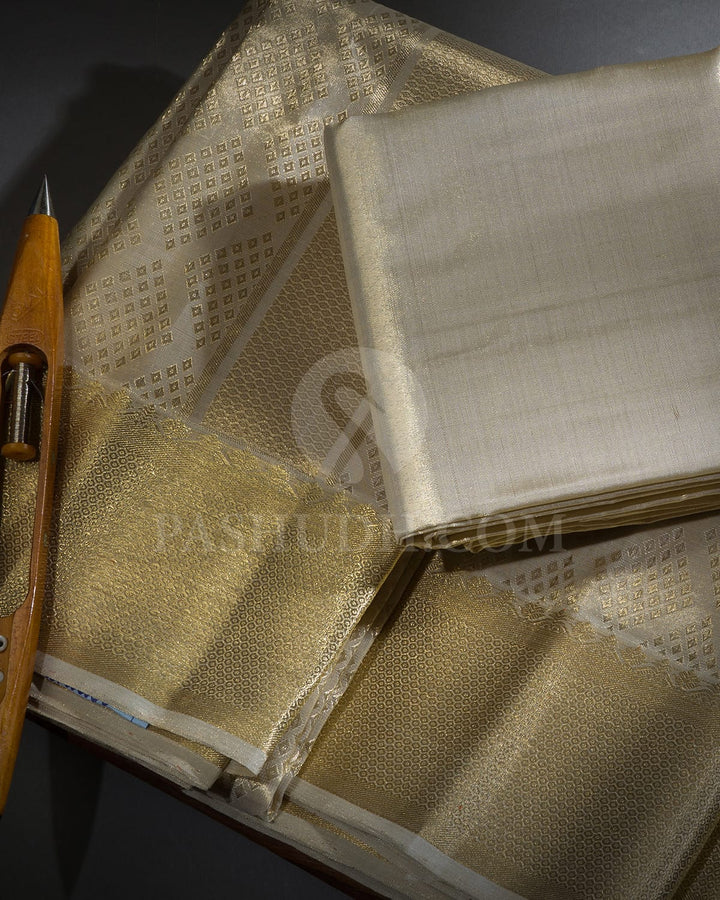 Beige Shimmer Dhothi Set With Beige Shimmer Shirt-V47