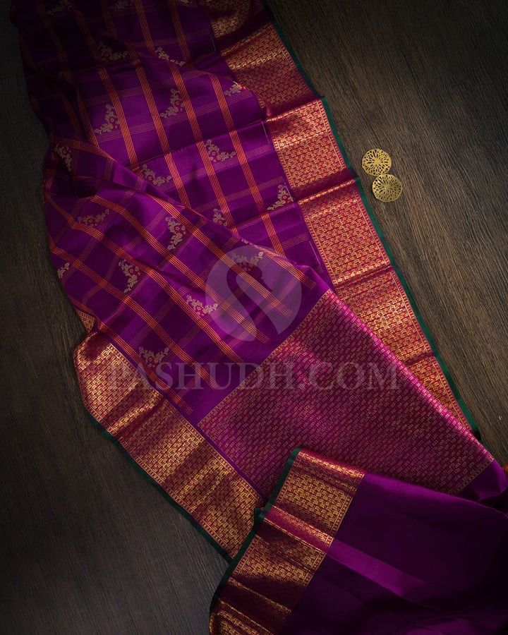 Palatinate Purple With Peach Kanjivaram Silk Saree-DJ446(E)