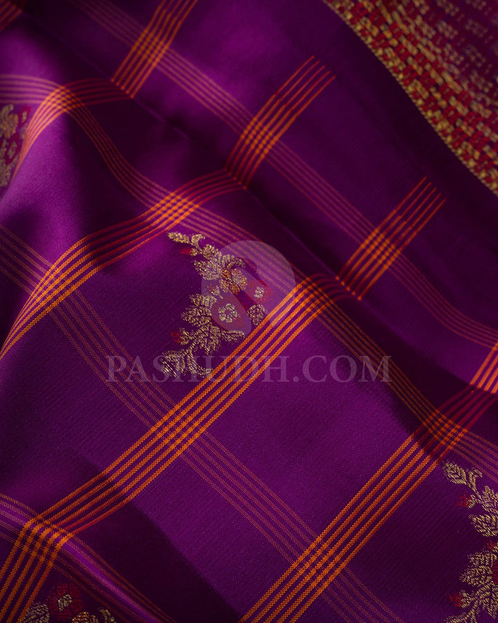 Palatinate Purple With Peach Kanjivaram Silk Saree-DJ446(E)