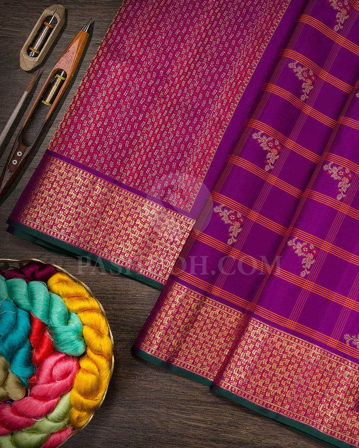 Palatinate Purple With Peach Kanjivaram Silk Saree-DJ446(E)