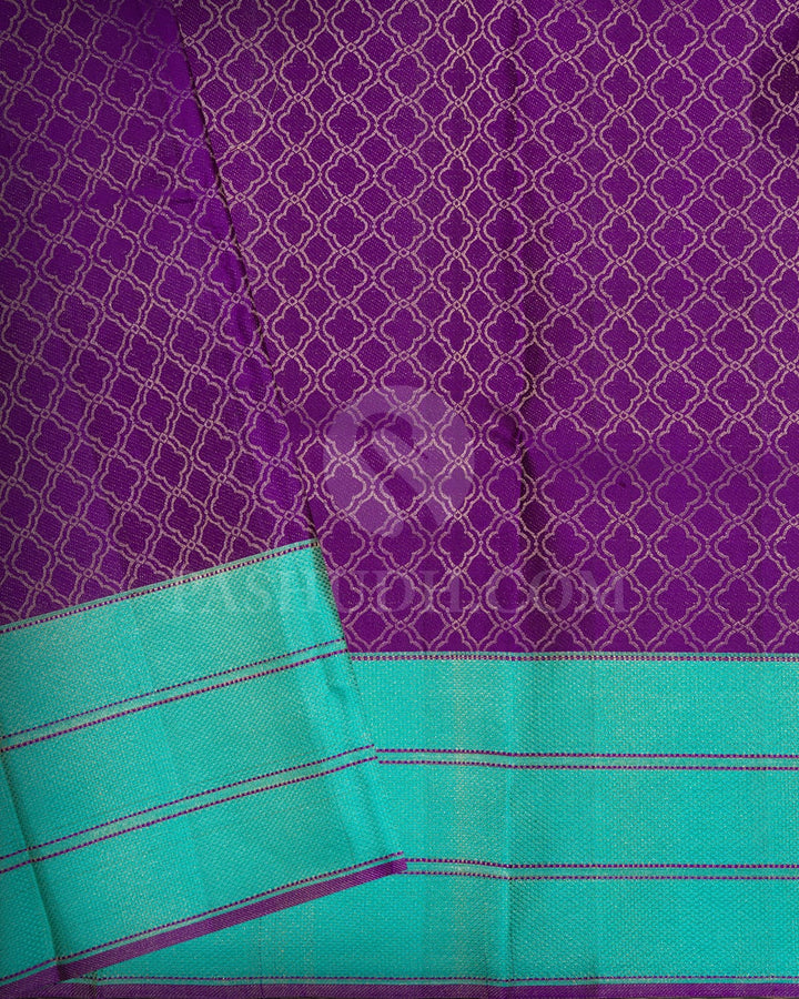 Mango Yellow With Sky Blue Kanjivaram Silk Saree-DJ460(E)