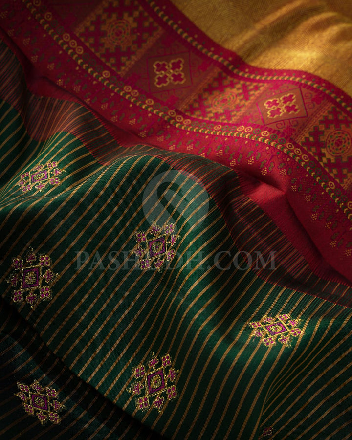 Bottle Green With Meenakari Kanjivaram Silk Saree-DJ447(D)