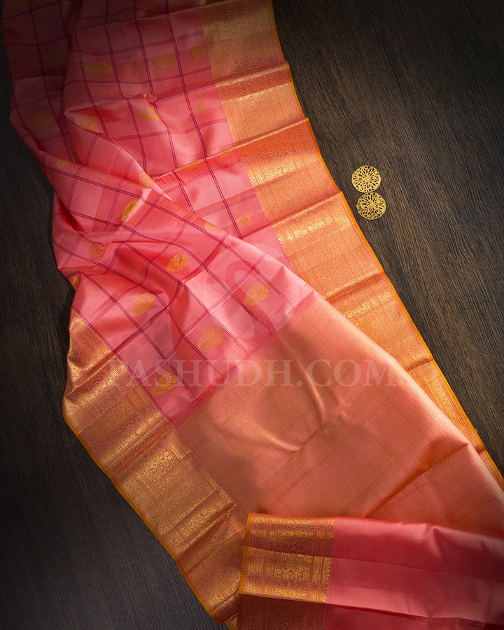 Peachy Pink Kanjivaram Silk Saree-DJ451(C)