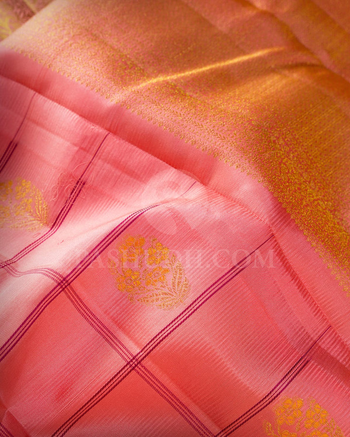 Peachy Pink Kanjivaram Silk Saree-DJ451(C)