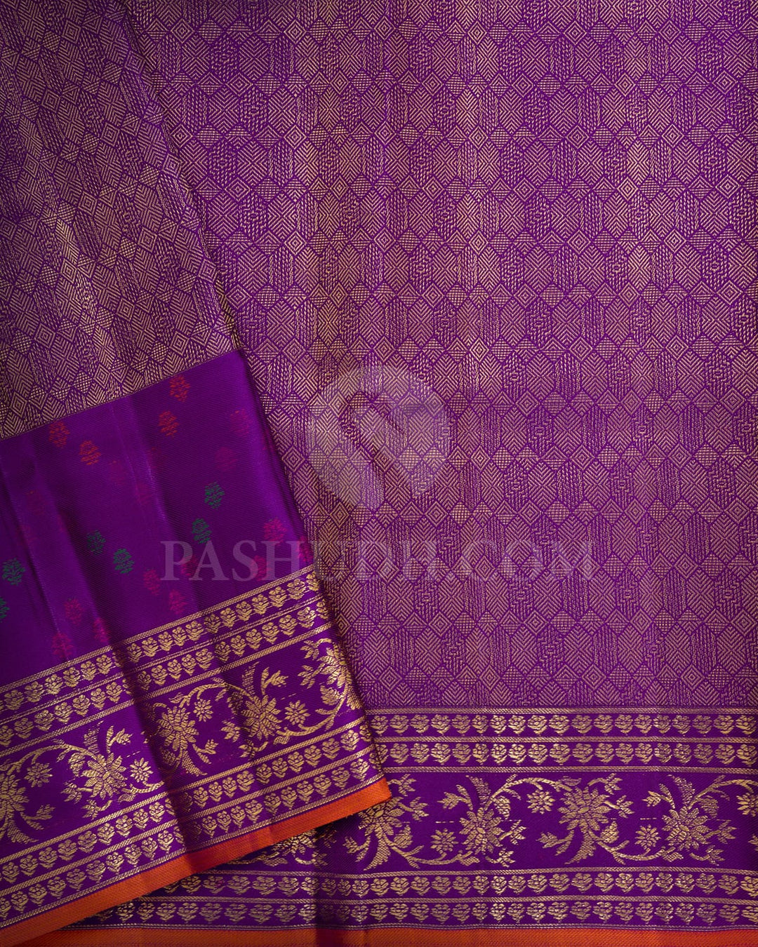 Dark Purpureus Purple Kanjivaram Silk Saree-DJ454(E)