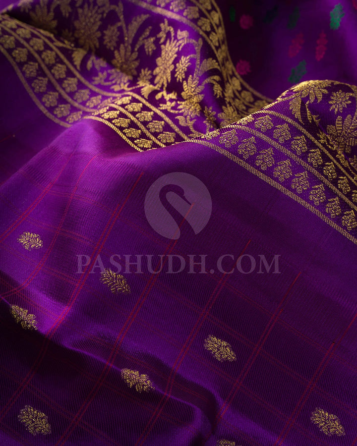 Dark Purpureus Purple Kanjivaram Silk Saree-DJ454(E)