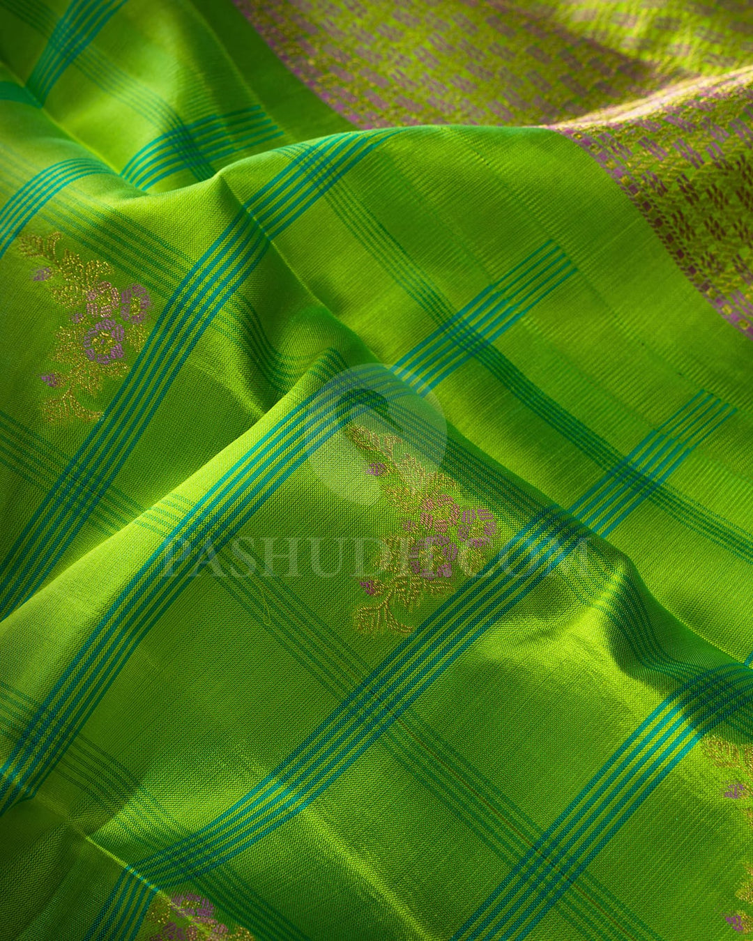Parrot Green Kanjivaram Silk Saree-DJ446(D)
