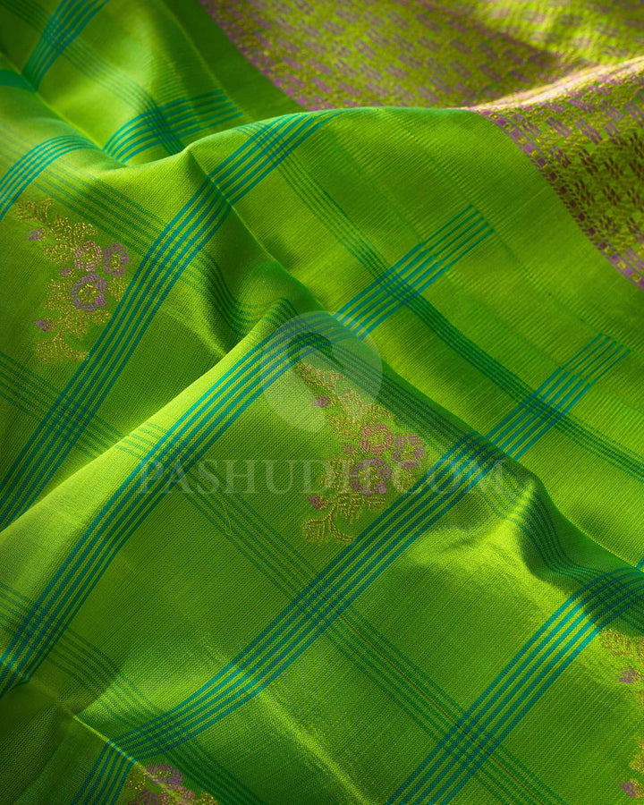 Parrot Green Kanjivaram Silk Saree-DJ446(D)