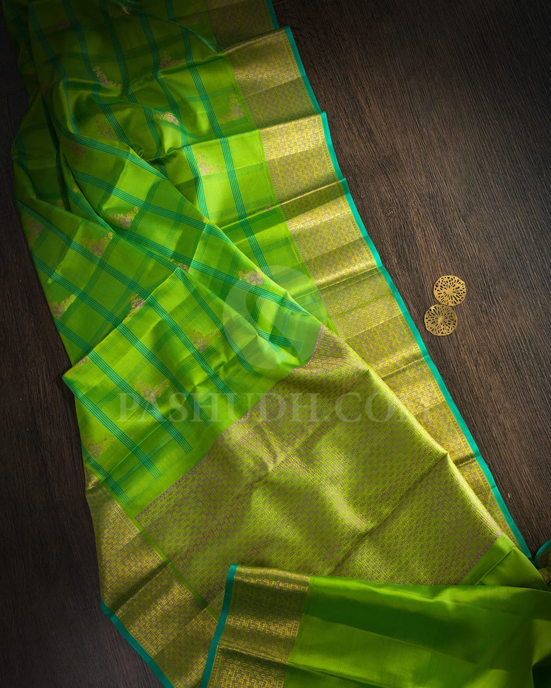 Parrot Green Kanjivaram Silk Saree-DJ446(D)