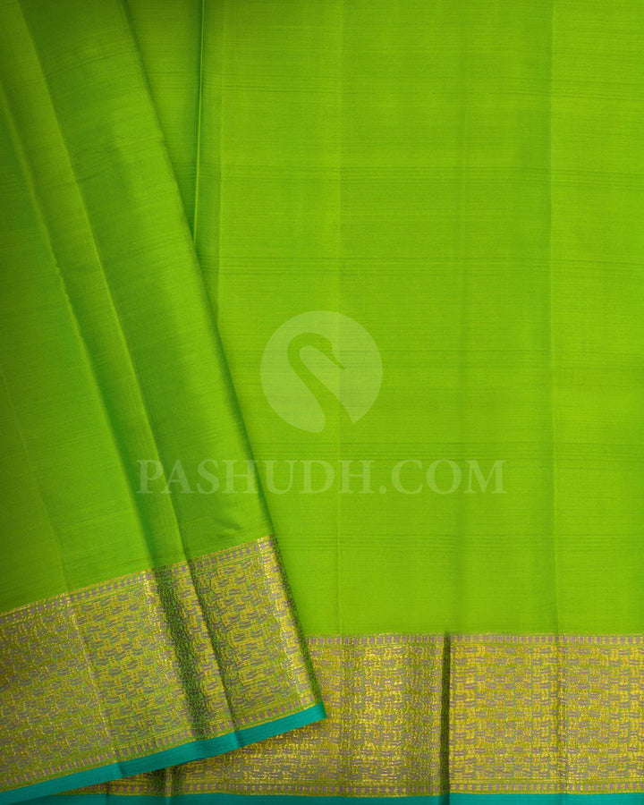 Parrot Green Kanjivaram Silk Saree-DJ446(D)
