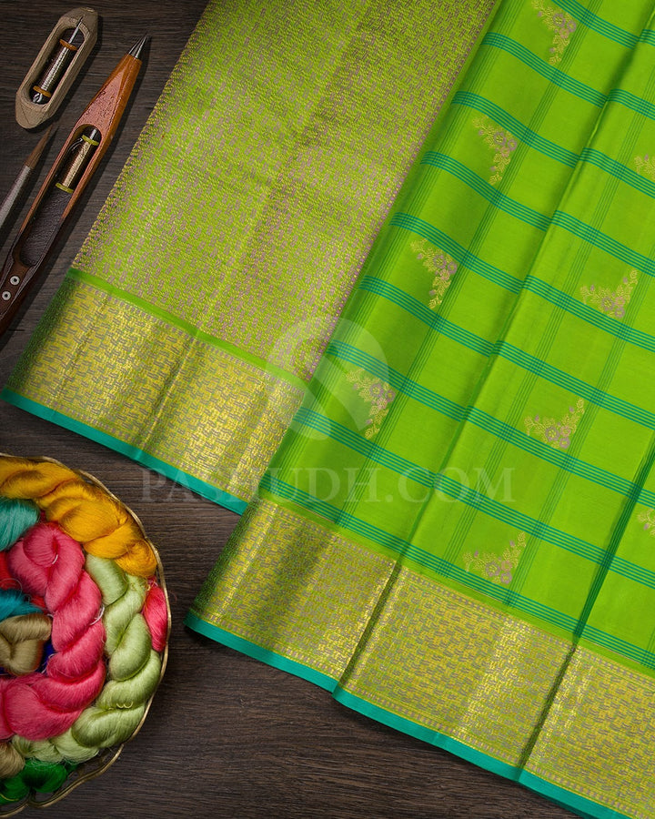 Parrot Green Kanjivaram Silk Saree-DJ446(D)