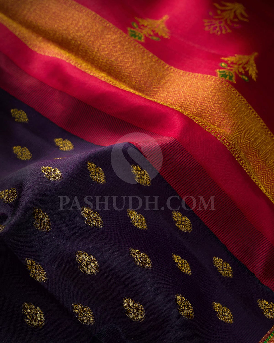 Dual Shaded  Dark Plum Purple Kanjivaram Silk Saree-DJ460(D)