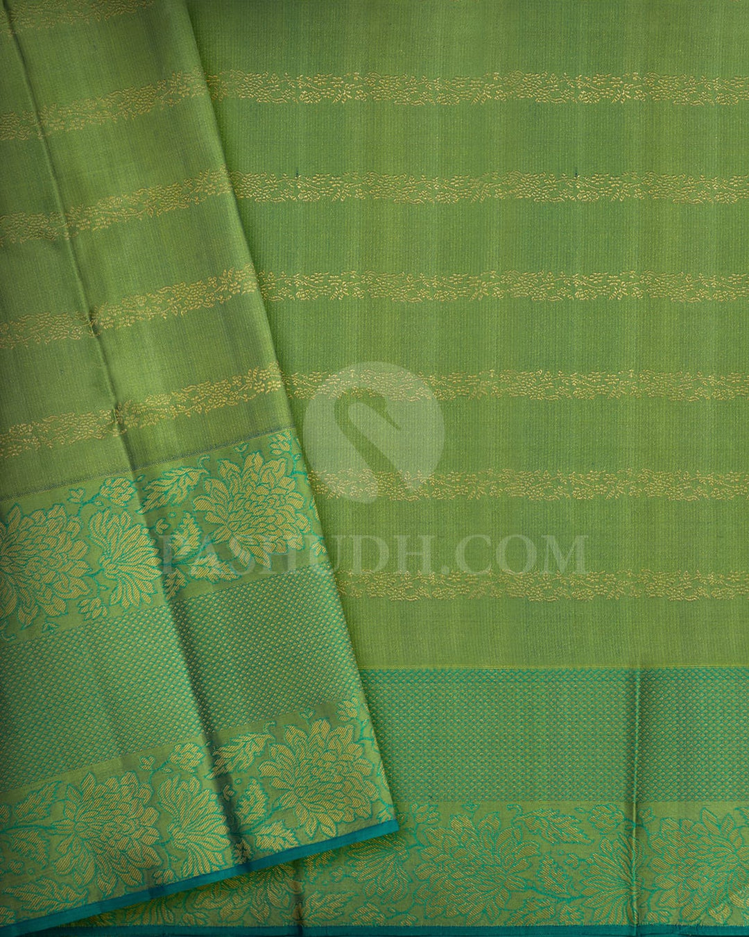 Dual Shaded Teal Blue Kanjivaram Silk Saree-D671(B)