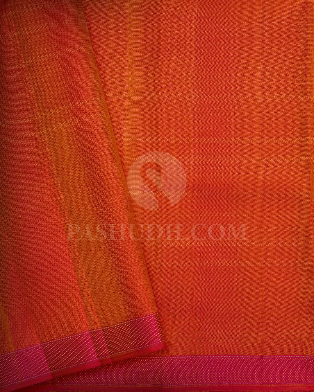 Dark Tangerine Orange Kanjivaram Silk Saree-D693(B)