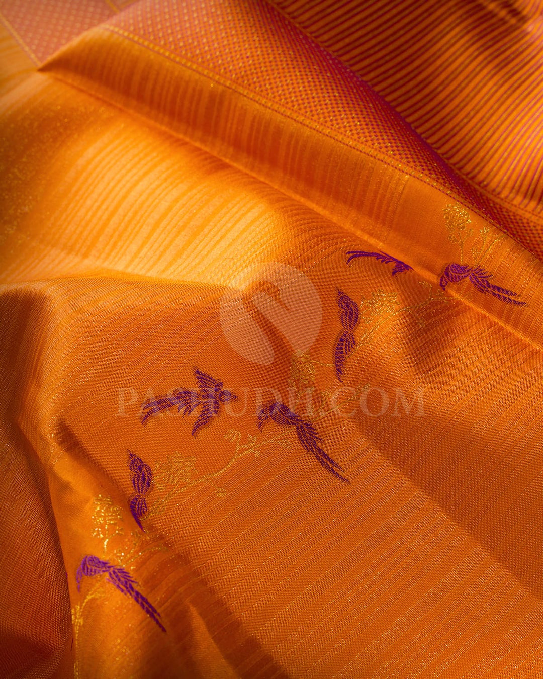 Dark Tangerine Orange Kanjivaram Silk Saree-D693(B)