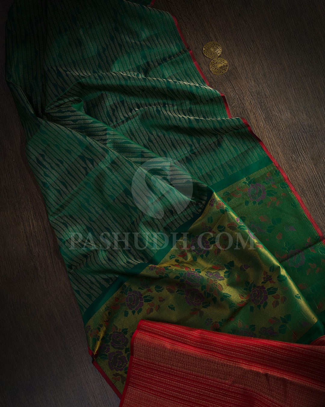 Bottle Green Kanjivaram Silk Saree-DJ464(A)