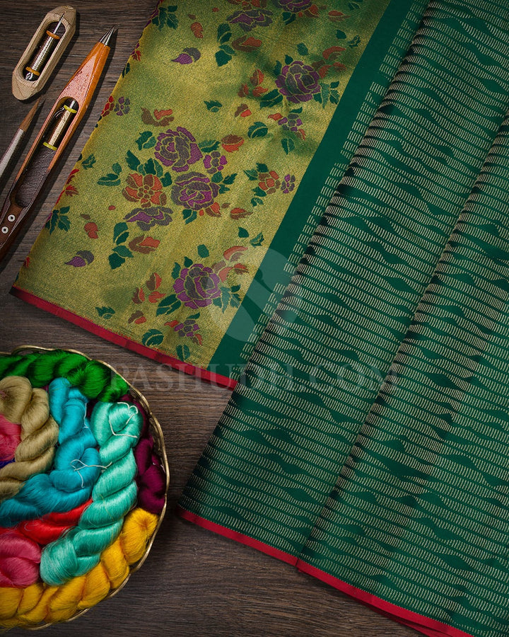 Bottle Green Kanjivaram Silk Saree-DJ464(A)
