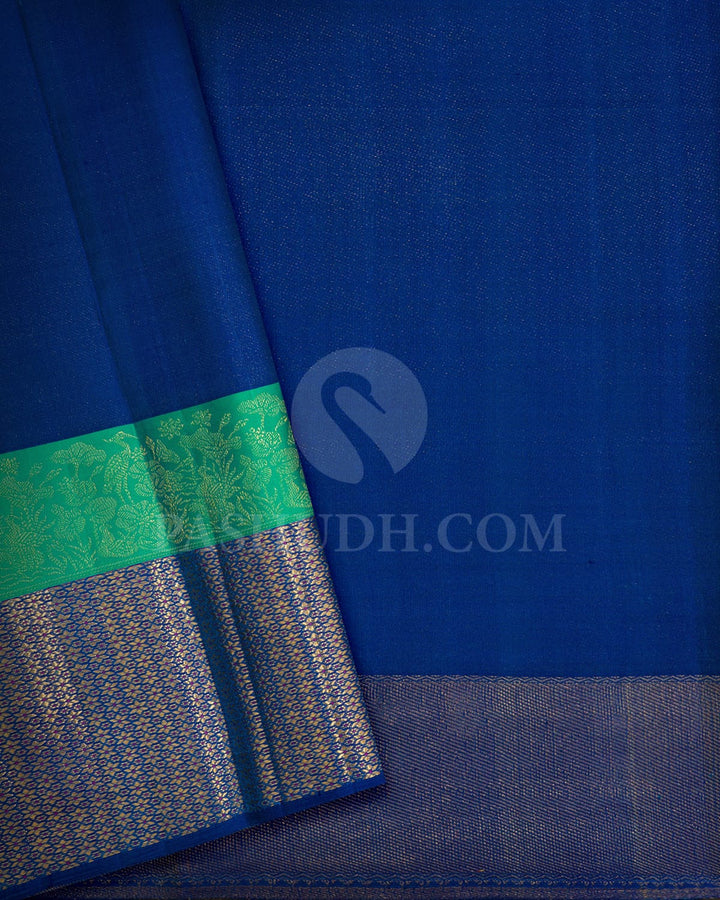 Dual Shaded Peacock Green Kanjivaram Silk Saree-D710(A)