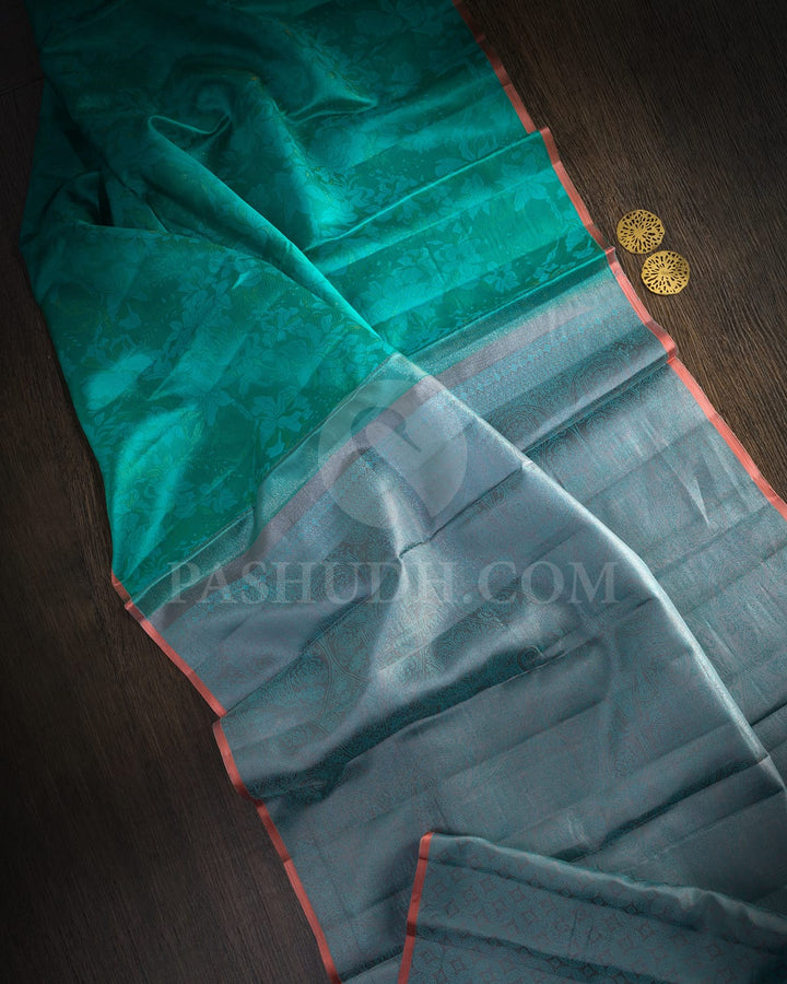 Turquoise Blue Kanjivaram Silk Saree-DJ422(H)