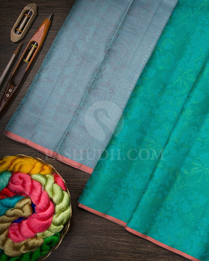 Turquoise Blue Kanjivaram Silk Saree-DJ422(H)