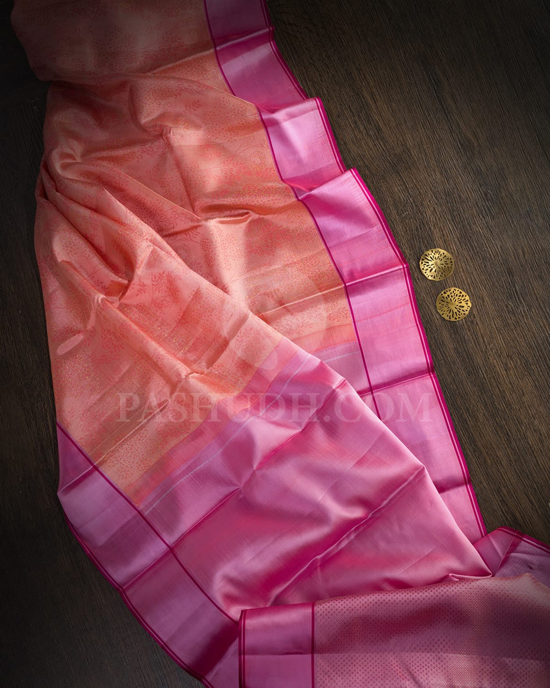 Peachy Pink Kanjivaram Silk Saree-DJ452(G)