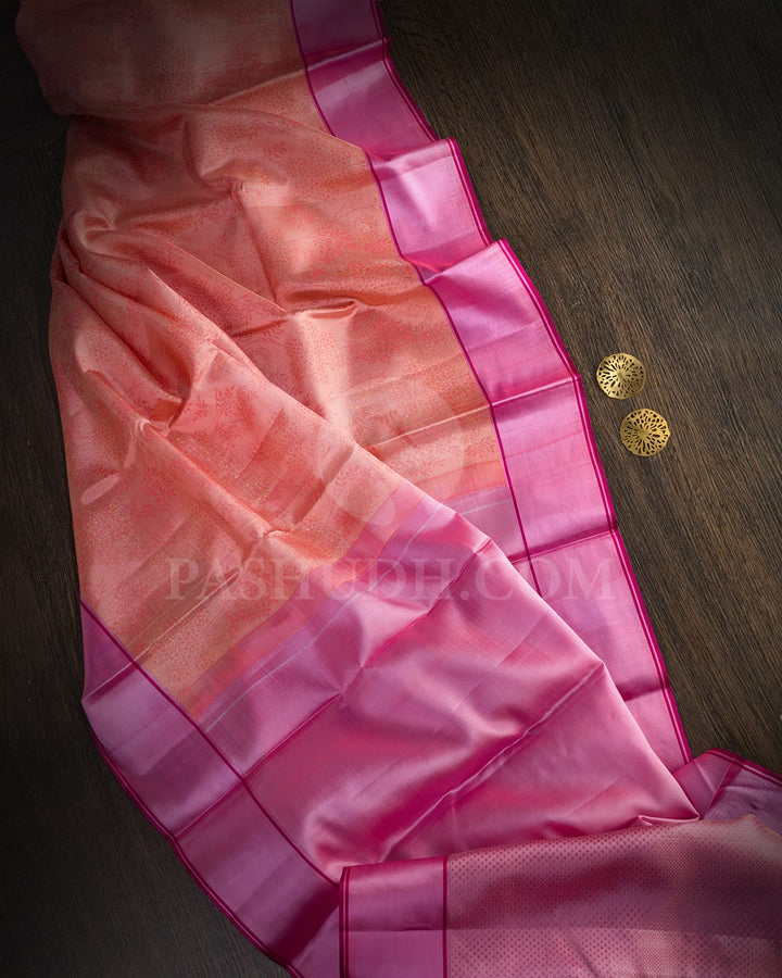 Peachy Pink Kanjivaram Silk Saree-DJ452(G)