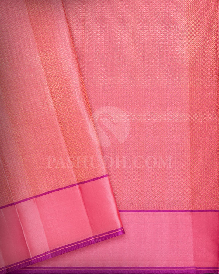 Salmon Pink Kanjivaram Silk Saree-DJ452(H)