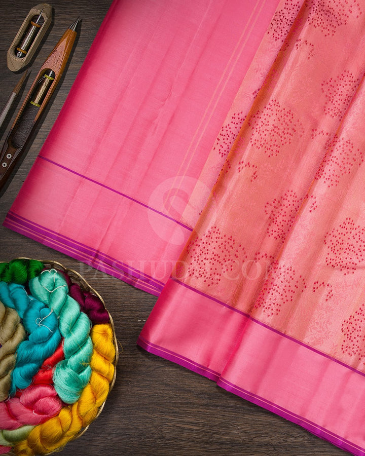 Salmon Pink Kanjivaram Silk Saree-DJ452(H)